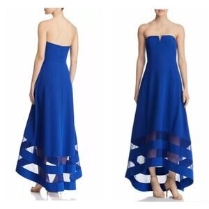 Aidan Mattox 2020s Marina Blue Strapless High Low Gown Size 2